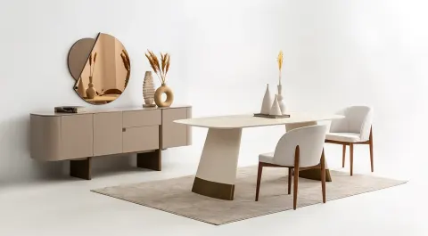 Delta Beige Bronze Dining Room Set