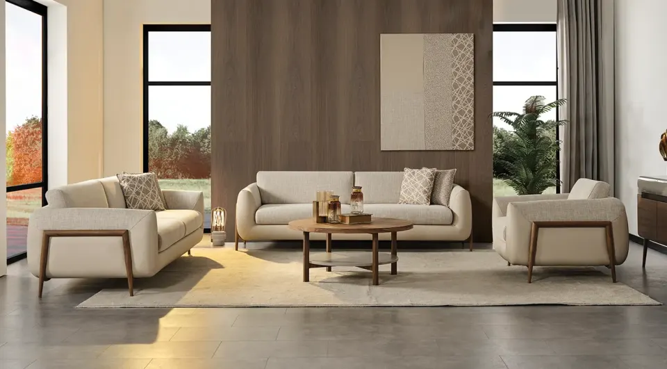 Lucca Wooden Leg Modern Sofa Set