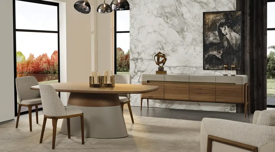 Luca Walnut Modern Dining Room Set