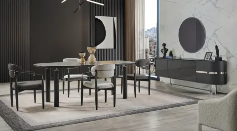 Matera Anthracite Modern Dining Room Set