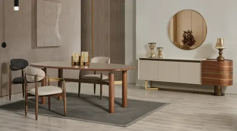 Matera Walnut Modern Dining Room Set