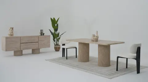 Roma Travertine Dining Room Set