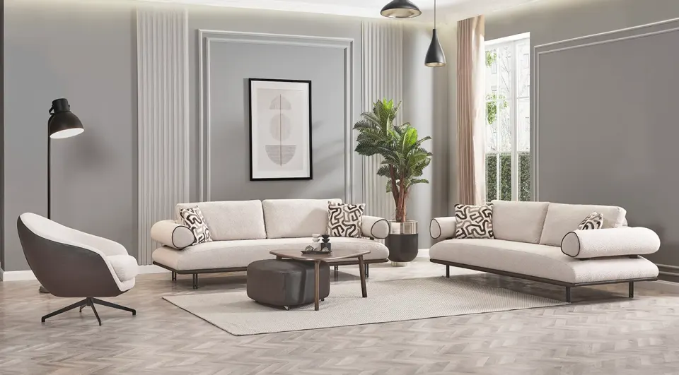 Aura Metal Leg Sofa Set