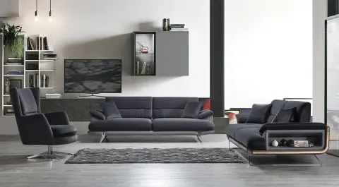 Tesla Silver Metal Leg Sofa Set