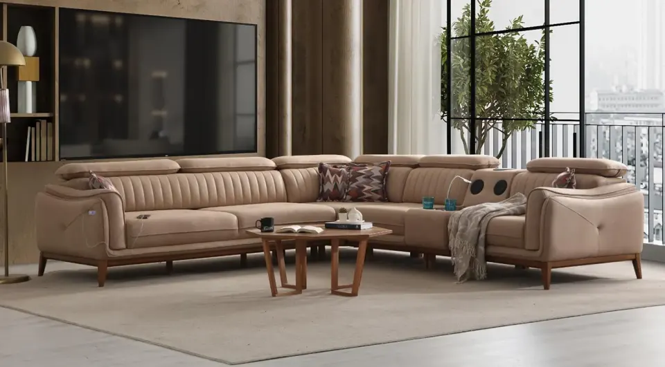Milas USB Input Corner Sofa Set