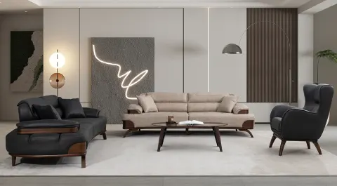 Vito Wooden Leg Modern Sofa Set