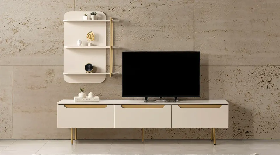 Zara Gold Metal Standing TV Unit