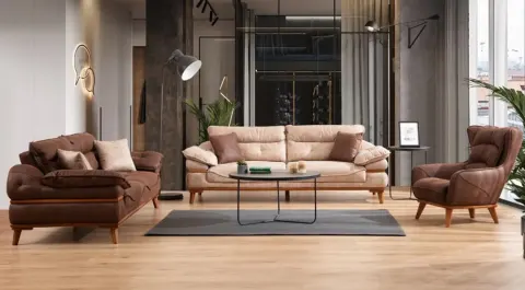 Maldiv Wooden Legged Sofa Set
