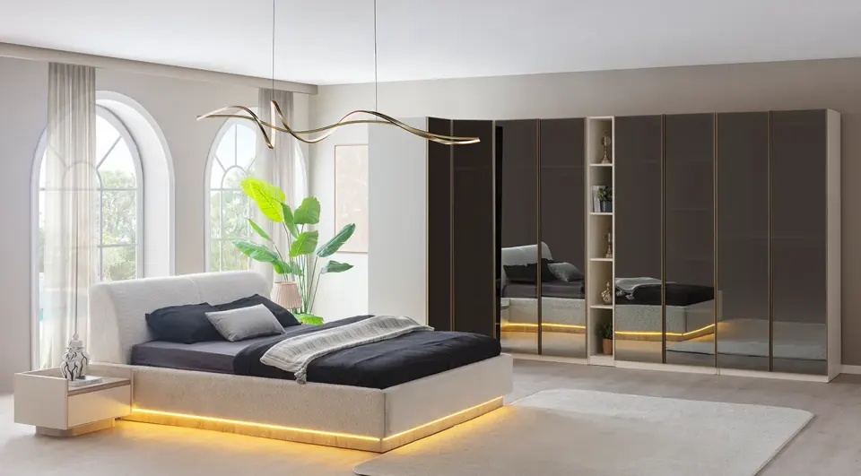 Flora Corner Wardrobe Modern Bedroom Set