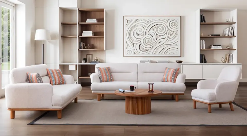 Valens Wooden Leg Sofa Set