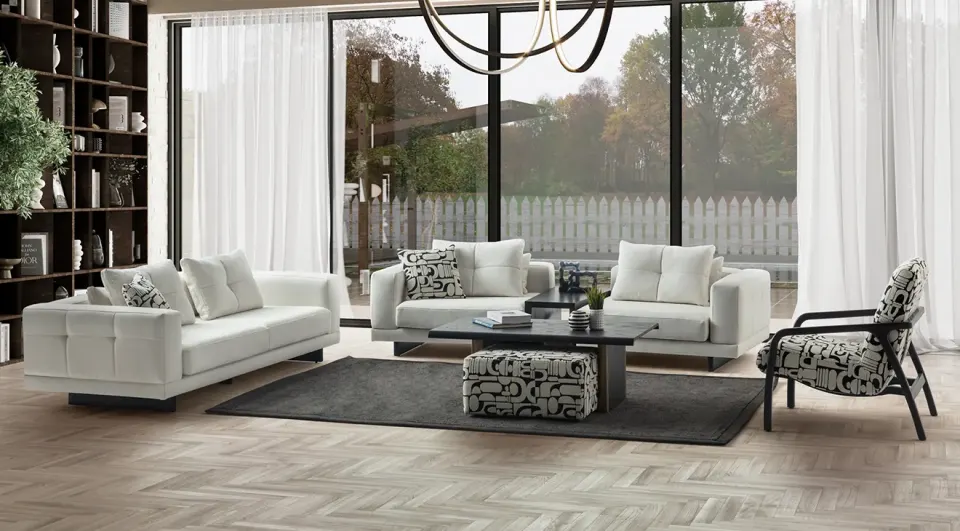 Aventi Black Modern Sofa Set