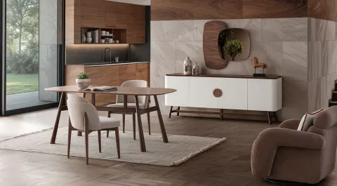Lizbon Wooden Leg Modern Dining Room Set