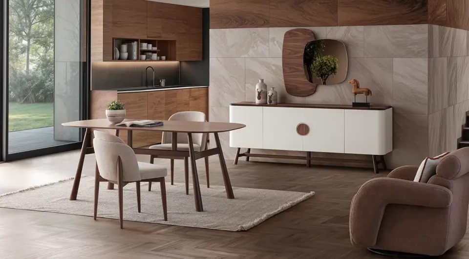 Lizbon Wooden Leg Modern Dining Room Set