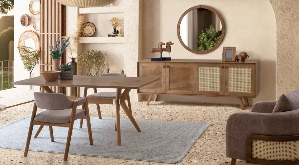 Valeria Walnut Shuttered Dining Room Set