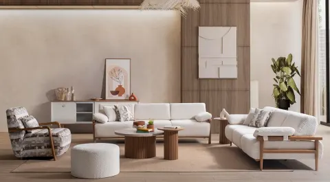 Virgin Wooden Leg Sofa Set