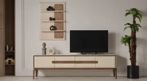 Aura Wooden Legs Modern TV Unit