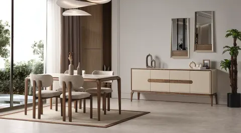 Aura Wooden Legs Modern Dining Room Set