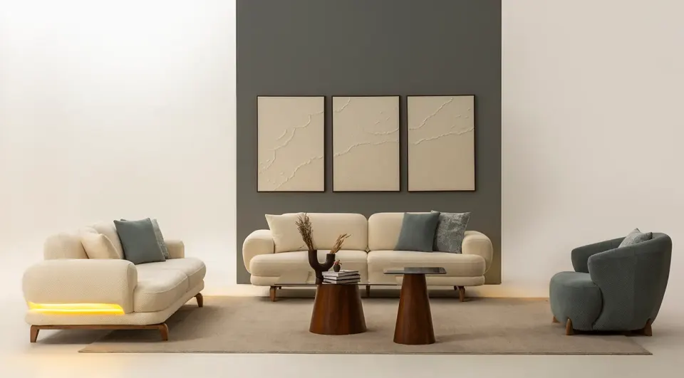 Milan Wooden Leg Sofa Set