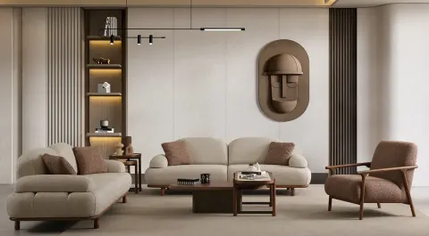 Mozart Wooden Leg Sofa Set