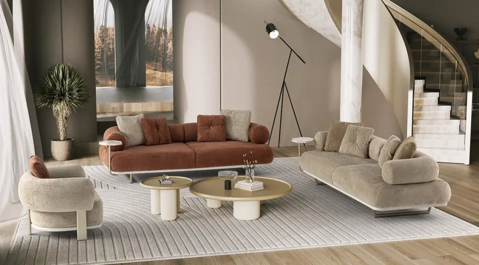 Maserati Metal Leg Sofa Set
