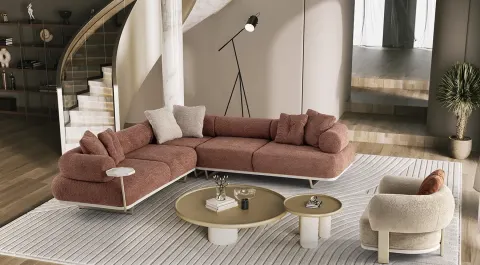 Maserati Metal Leg Corner Sofa Set
