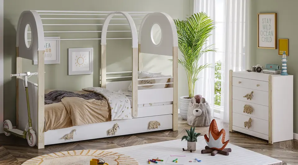White Montessori Childrens Room Set