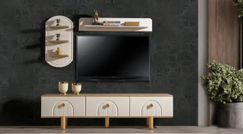Bohemian Wooden Leg Modern TV Unit