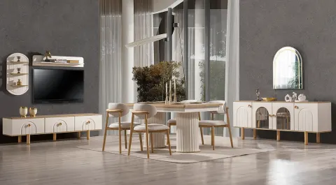 Bohemian Wooden Leg Modern Dining Room Set