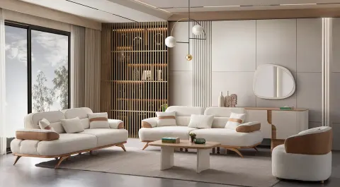 Salda Wooden Leg Sofa Set