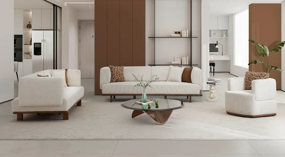 Rolex Wooden-Legged Modern Sofa Set
