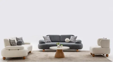 Lina Wooden Leg Sofa Set