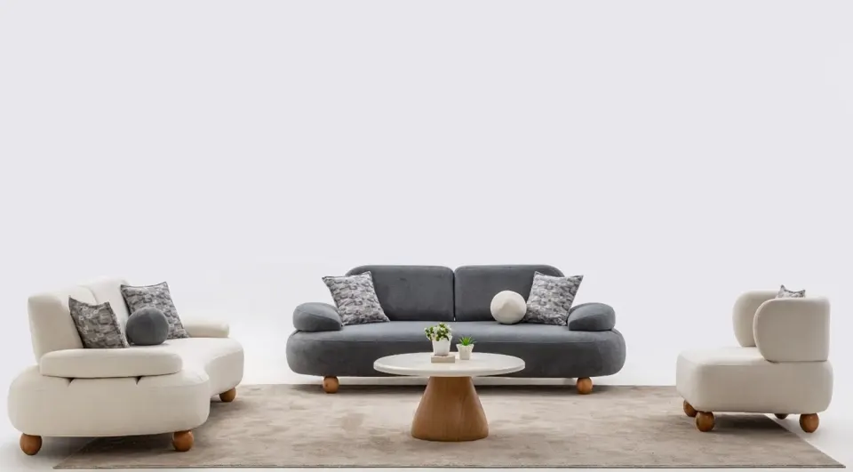 Lina Wooden Leg Sofa Set