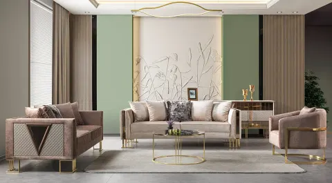 Spring Metal Leg Sofa Set