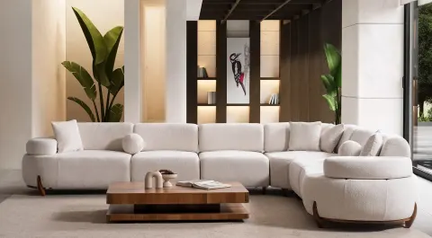 Rio Wooden Leg Corner Sofa Set
