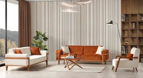 Seoul Wooden Leg Sofa Set