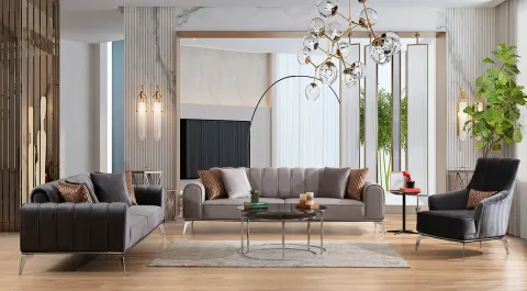 Troy Metal Leg Sofa Set