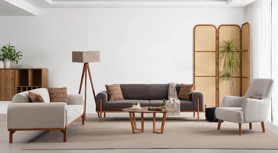 Paulo Wooden Leg Sofa Set