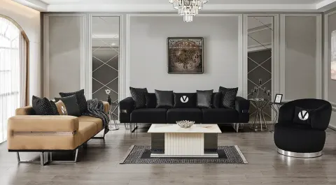 Premier Silver Metal-Legged Sofa Set