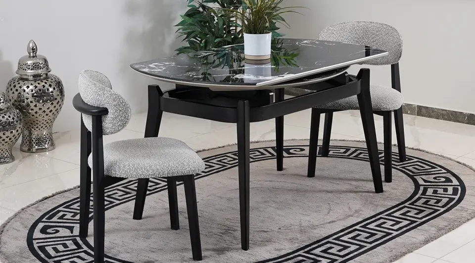 M1 Extendable Round Granite Marble Table