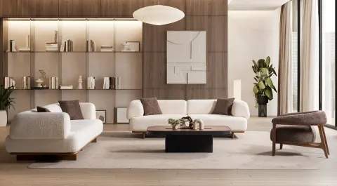 Milano Modern Wooden Leg Sofa Set