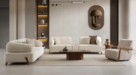 Ilyora Modern Walnut Sofa Set