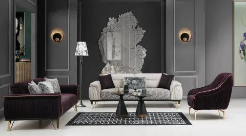 İnox Metal Leg Sofa Set