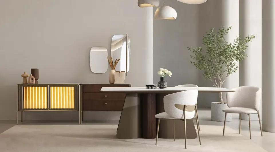 Colt Modern Walnut Dining Room Set