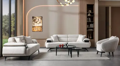 Luna Wooden Leg Modern Sofa Set