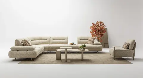 Kays Wooden Leg Corner Sofa Set