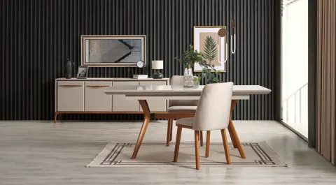 Kumsal Wooden Leg Dining Room Set