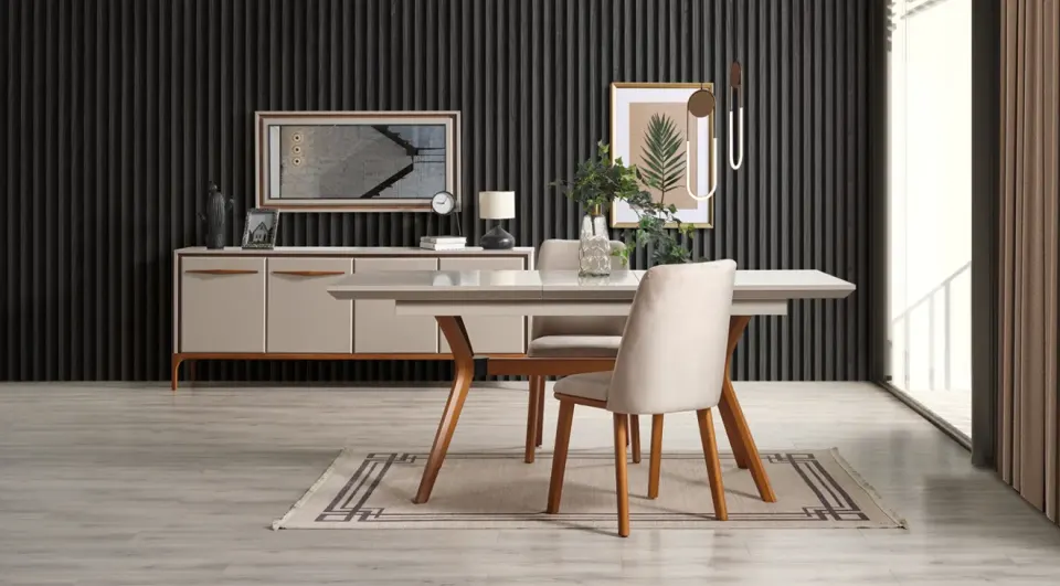 Kumsal Wooden Leg Dining Room Set