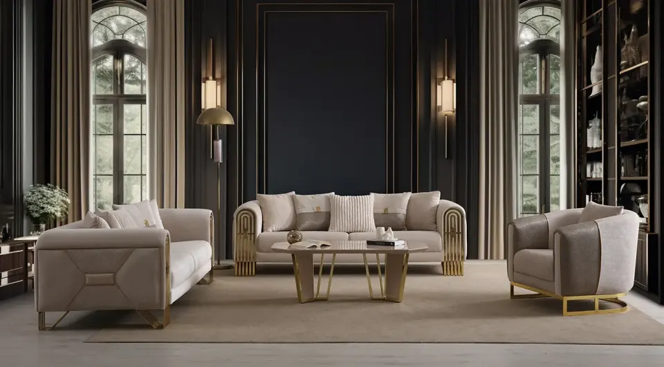 Sultan Metal Leg Sofa Set