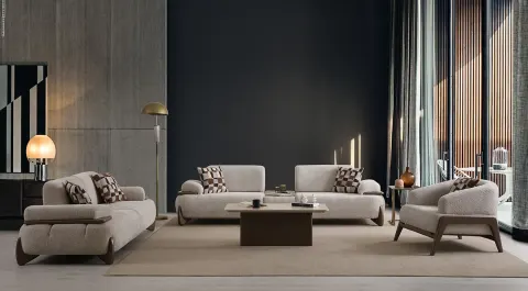 Rocco Wooden Leg Sofa Bed Set