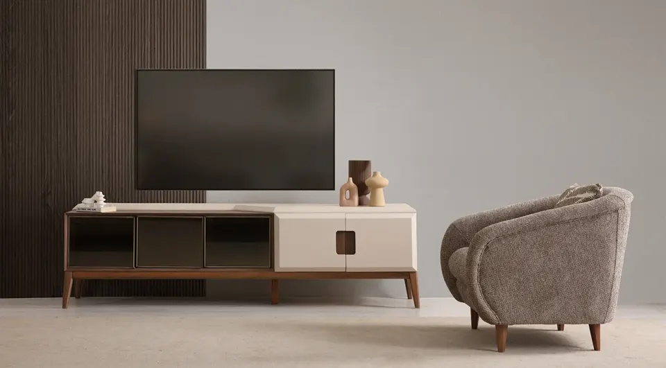 Tetra Modern TV Unit with Wooden Legs